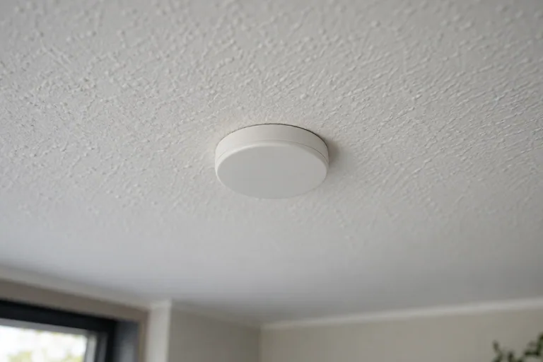 Ronde witte afdekkap op een plafond.